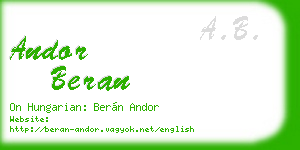 andor beran business card