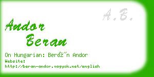 andor beran business card